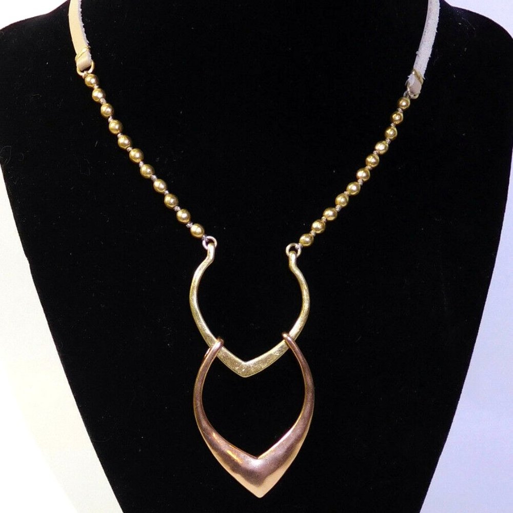 LUCKY BRAND Two Tone Double Petal Pendant Necklace